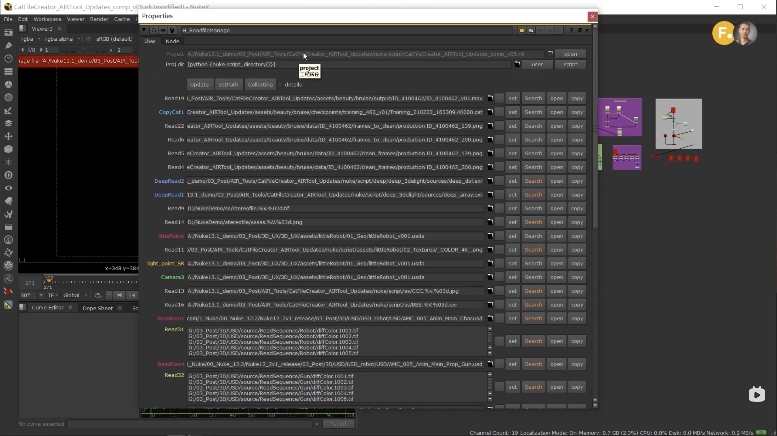 Nuke素材管理与工程转移插件-H_ReadfileManage for Nuke13