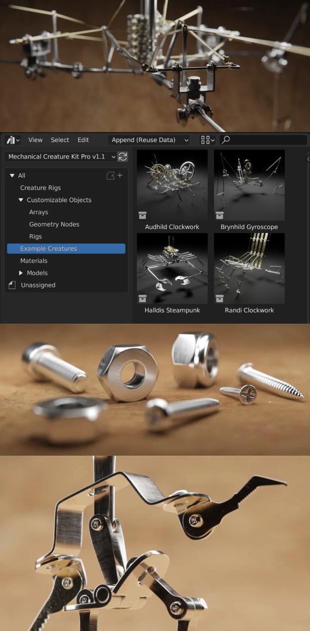 三维零部件机械生物模型Blender预设 Mechanical Creature Kit Pro V1.1