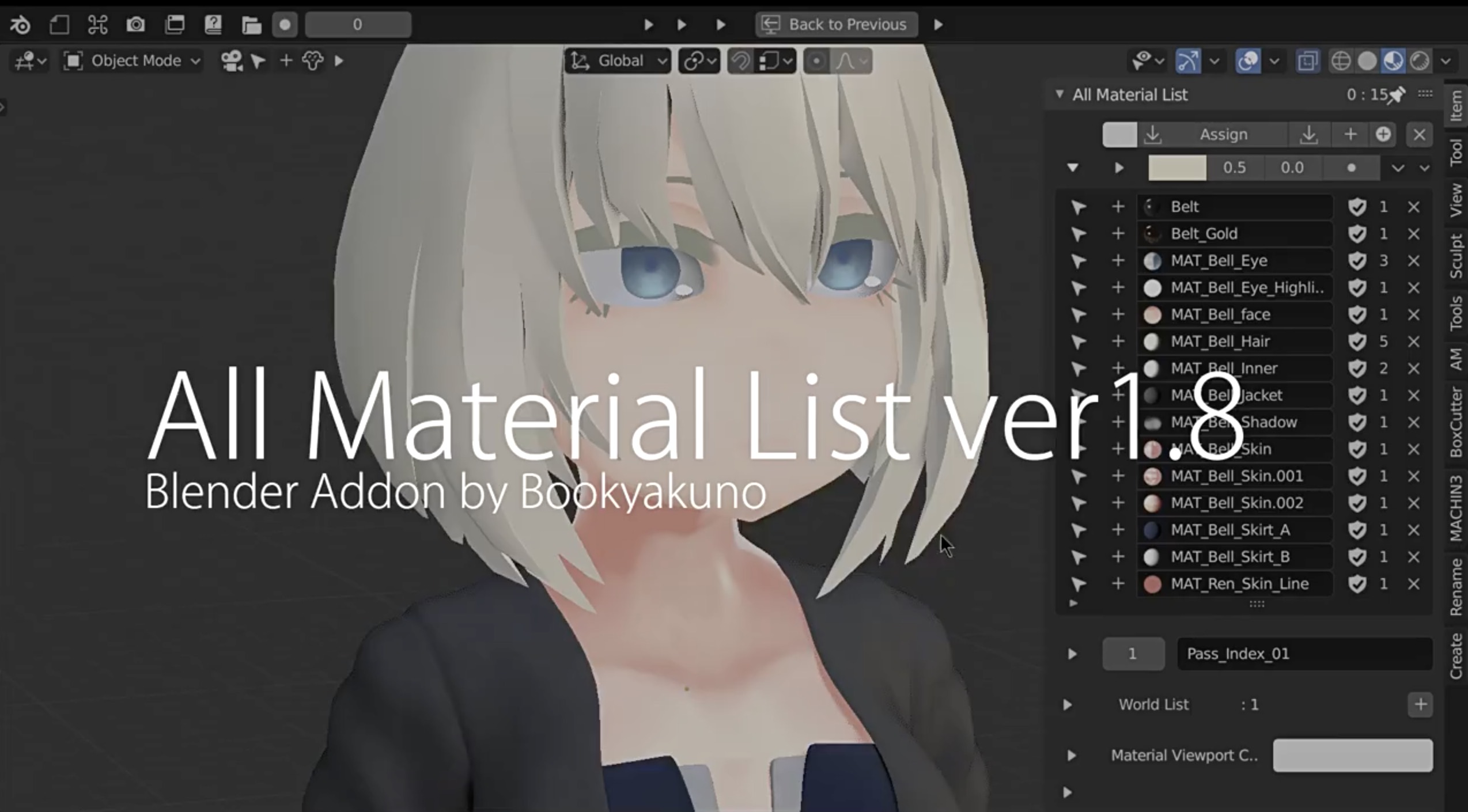 材质灯光摄像机场景素材列表Blender插件 All Material List V2.7.4