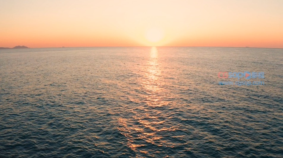 夕阳西下日落海平面素材