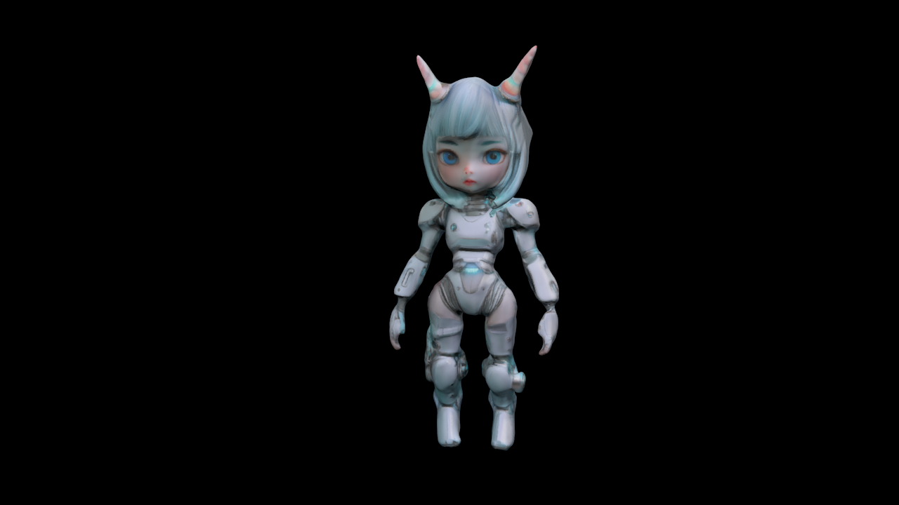 Cybernetic Girl_Retopo model 赛博朋克女孩模型带贴图