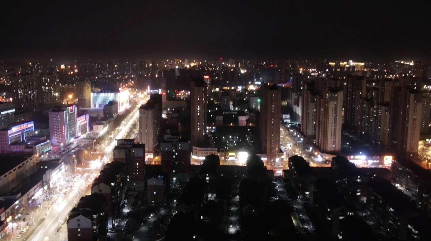 唐山丰润城市夜景航拍