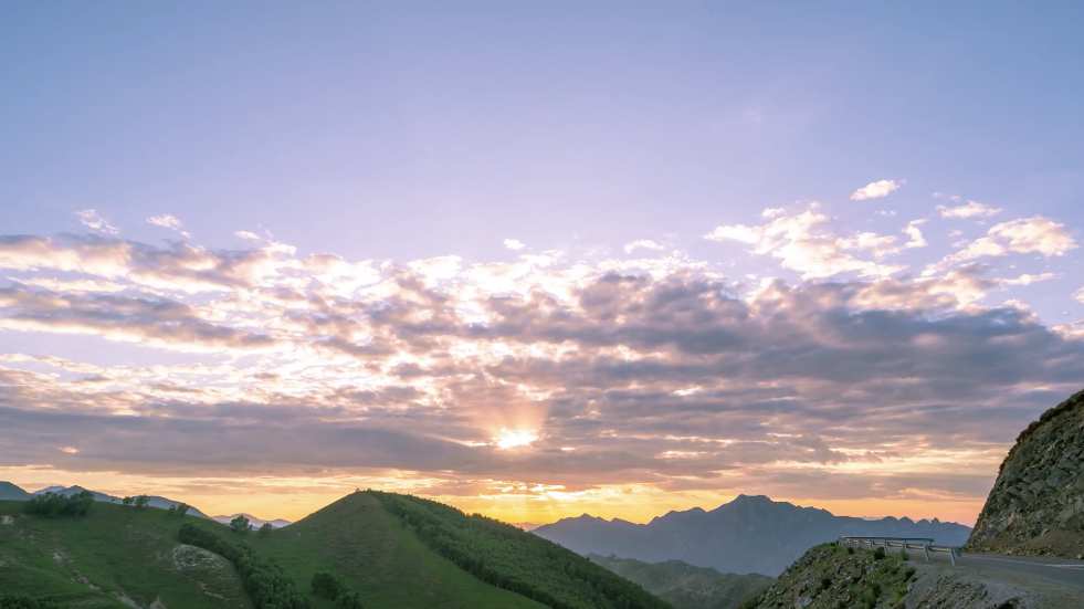 户外延时摄影夕阳西下